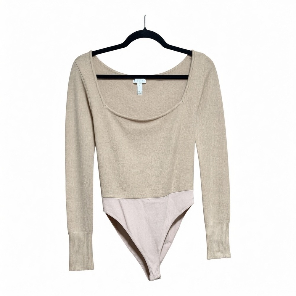 LEITH BODYSUIT SWEATER SIZE M TAUPE